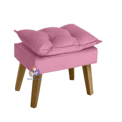 Poltrona e Puff Opala Suede Rose Smf Decor