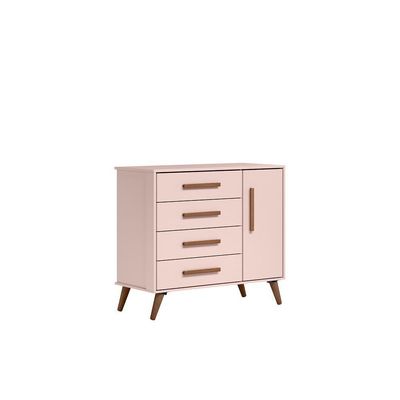 Conjunto Retrô Rosa: Guarda-roupa Gaia + Cômoda Luma