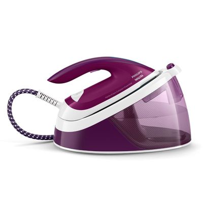 Ferro de Passar a Vapor Philips Walita PerfectCare Compact Essential com Tecnologia OptimalTEMP e Base SteamGlide 1800W Branco com Roxo / 220V