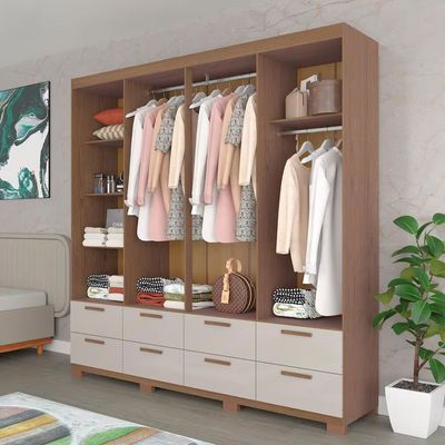 Guarda-Roupa Casal Coimbra 8 Portas 8 Gavetas Bartira Capuccino