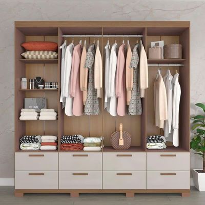 Guarda-Roupa Casal Coimbra 8 Portas 8 Gavetas Bartira Capuccino