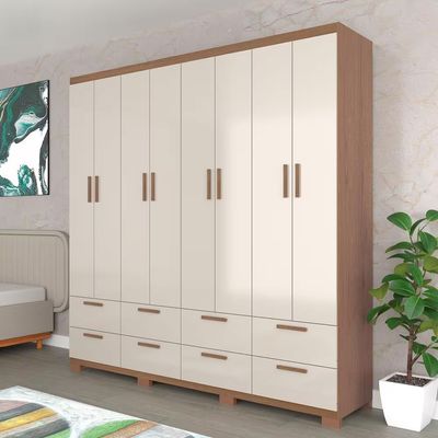 Guarda-Roupa Casal Coimbra 8 Portas 8 Gavetas Bartira Capuccino
