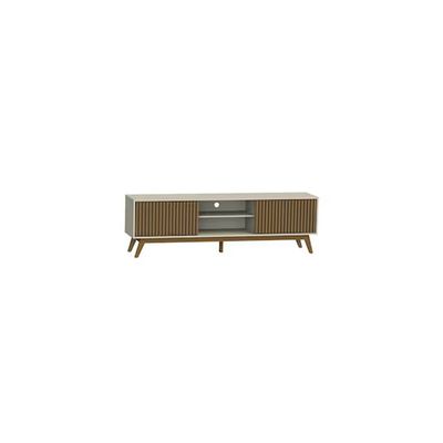 Rack Fox 180cm Ripado Para TV até 65 Polegadas Porta Deslizante 2 Portas 4 Nichos Olivar Móveis Off White