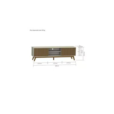 Rack Fox 180cm Ripado Para TV até 65 Polegadas Porta Deslizante 2 Portas 4 Nichos Olivar Móveis Off White