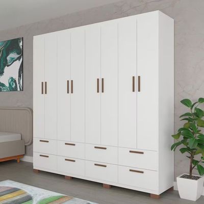 Guarda-Roupa Casal Coimbra 8 Portas 8 Gavetas Bartira Branco