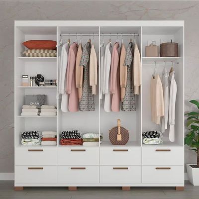 Guarda-Roupa Casal Coimbra 8 Portas 8 Gavetas Bartira Branco