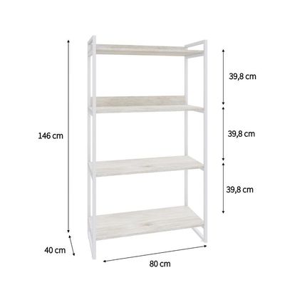 Estante Kuadra 80x40x146cm C/04 Prateleiras Snow / Est.branca Snow / Est.branca