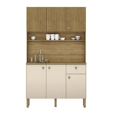 Cozinha C/ Portas E Gavetas Lusso Freijó / Vanilla / Ripado