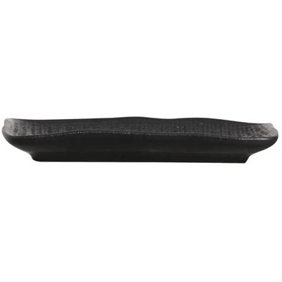 Jogo 6 Travessas Juta Preto Matte 18x14cm Sushi Cerâmica Petiscos Retangular Porto Brasil