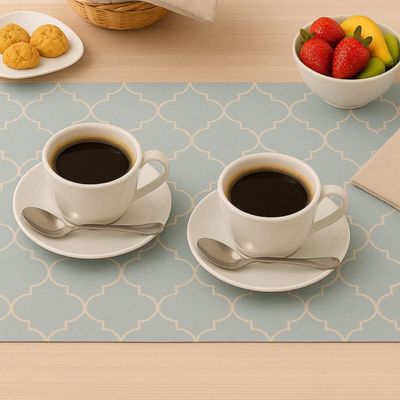 Jogo 6 Xícaras de Chá com Pires 185ml Porcelana Branca Leonora Tramontina Café Mesa Posta