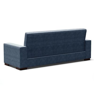 Sofá Cama 02 Lugares Lisboa Pés De Madeira Cor Azul Marinho
