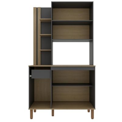 Cozinha Compacta Safira 108cm 5 Portas e 2 Prateleiras Bartira Grafite