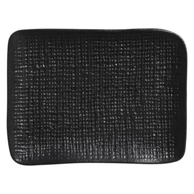 Travessa Juta 18x14cm Preto Matte Cerâmica Servir Sushi Retangular Petiscos