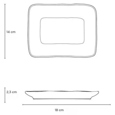 Travessa Juta 18x14cm Preto Matte Cerâmica Servir Sushi Retangular Petiscos