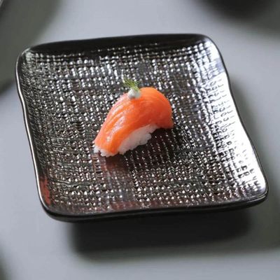 Travessa Juta 18x14cm Preto Matte Cerâmica Servir Sushi Retangular Petiscos