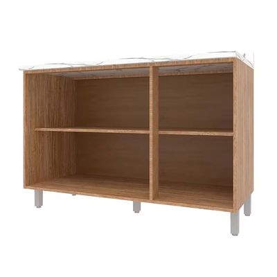 Balcão Triplo Amazonita com 3 Portas 1 Prateleira 120cm largura Bartira Damasco