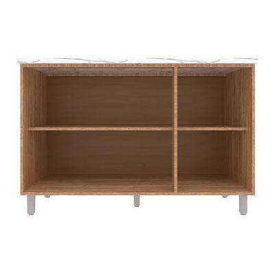 Balcão Triplo Amazonita com 3 Portas 1 Prateleira 120cm largura Bartira Damasco