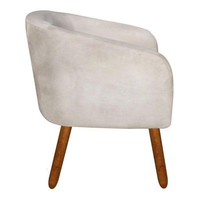 Kit 02 Poltronas Stella Suede Bege Pés Palito Castanho