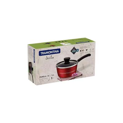 Panela Sicília Alumínio Revestimento Interno e Externo Antiaderente Starflon Excellent 16cm Tramontina Vermelho