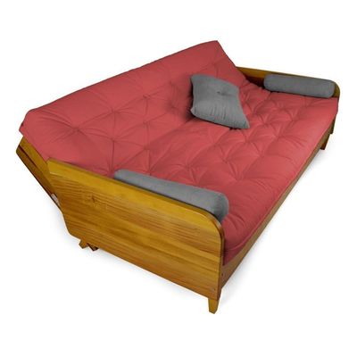 Sofá Cama Paris Sarja Madeira Nobre Natural - Goiaba