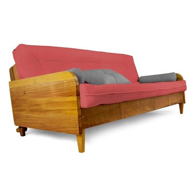 Sofá Cama Paris Sarja Madeira Nobre Natural - Goiaba