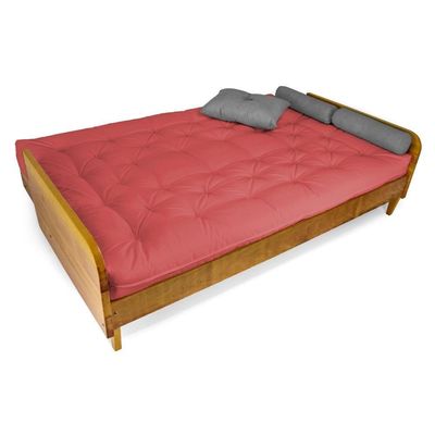 Sofá Cama Paris Sarja Madeira Nobre Natural - Goiaba