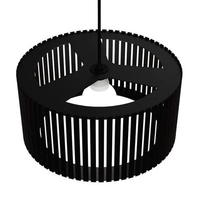 Luminária Pendente Berlim Modelo Ripado - Preta