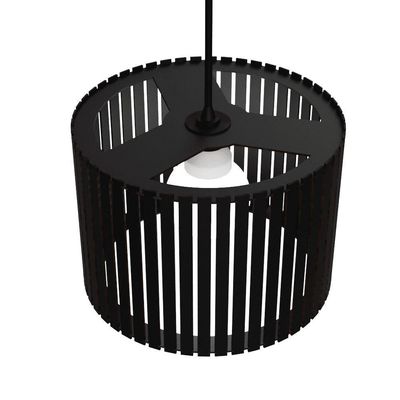 Luminária Pendente Berlim Modelo Ripado - Preta