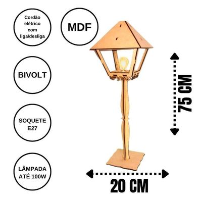 Luminária De Chão São Thomé - Mdf Cru