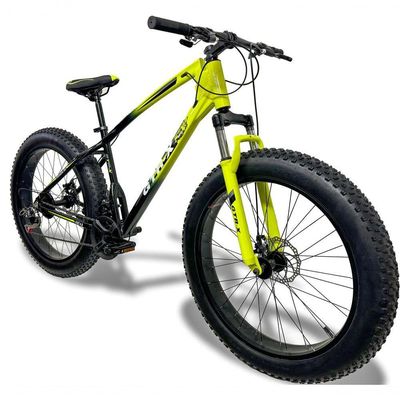 Bicicleta Fat Bike Aro 26 Freios Disco Alumínio Shimano Quadro 19 GTR-X Amarelo Preto