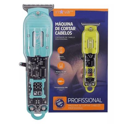 Máquina De Cortar Cabelo Para Barba Masculina Designer Elétrico Profissional Cor:azul