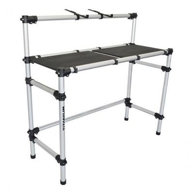 Cabine Dj Tubular Em Aluminio Com Tampo Mdf Para Mesa Controladora Usb Universal De Ate 1 Metro