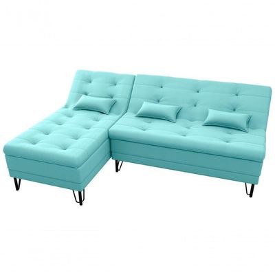 Sofá Cama 3 Lugares Com Chass Casal Luxo Premium Nice Matrix Veludo Verde Menta