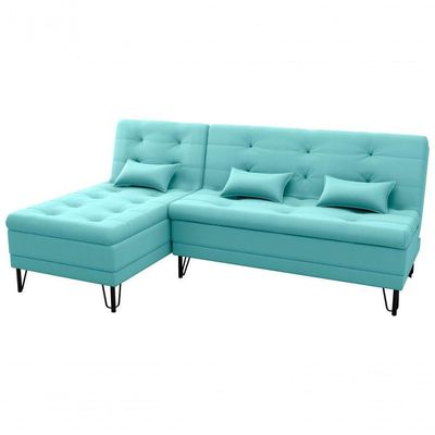 Sofá Cama 3 Lugares Com Chass Casal Luxo Premium Nice Matrix Veludo Verde Menta