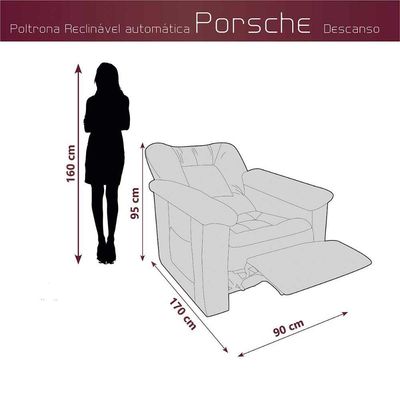 Poltrona Do Papai Eletrica Super Luxo Com Controle Remoto Porshe Matrix Sintetico Preto