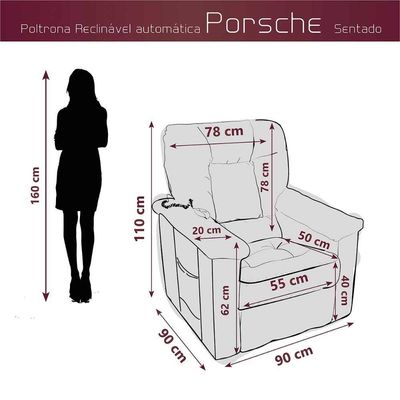Poltrona Do Papai Eletrica Super Luxo Com Controle Remoto Porshe Matrix Sintetico Preto