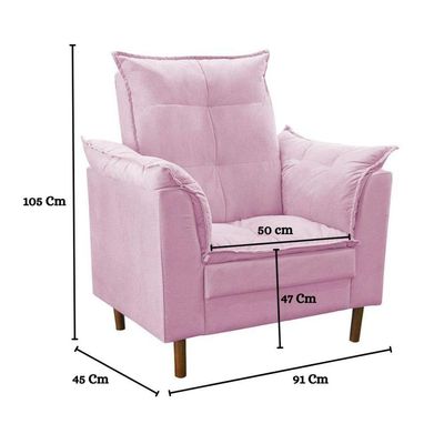 Poltrona De Amamentação Com Puff Quarto De Bebê Anny Suede Rosê