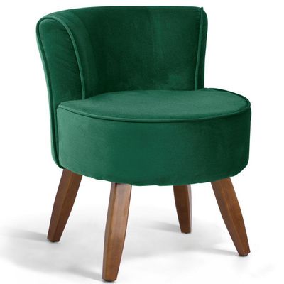 Kit 02 Poltronas Pés de Madeira Ayla Veludo Verde Gran Belo