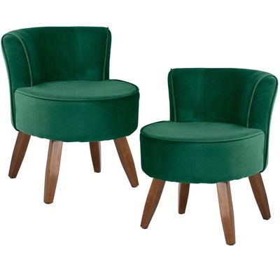 Kit 02 Poltronas Pés de Madeira Ayla Veludo Verde Gran Belo