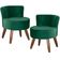 Kit 02 Poltronas Pés de Madeira Ayla Veludo Verde Gran Belo