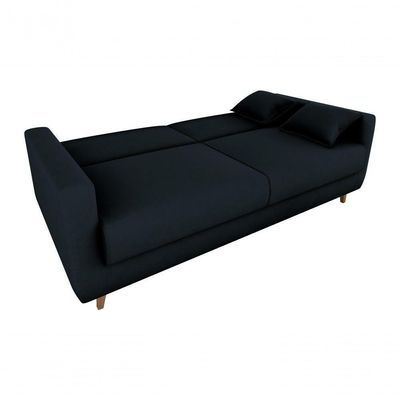Sofá Cama Premium 3 Lugares 1,90 Larg Emilia Matrix Veludo Preto
