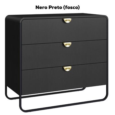 Comoda 3 Gavetas Organica 90 Cm 28068 Artesano Nero Preto