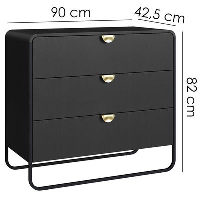 Comoda 3 Gavetas Organica 90 Cm 28068 Artesano Nero Preto