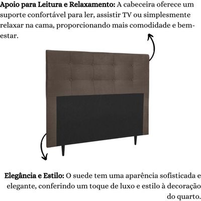Cabeceira Estofada Cama Box Casal 140 Cm Helena Suede Marrom