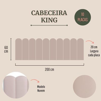 Cabeceira King Kit 10 Placas Modelo Nuvem - Courino Marfim / Off White