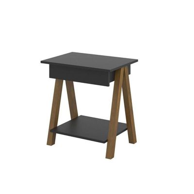 Mesa De Cabeceira 1 Gaveta E Prateleira Integra Dexter Amadeirado-preto