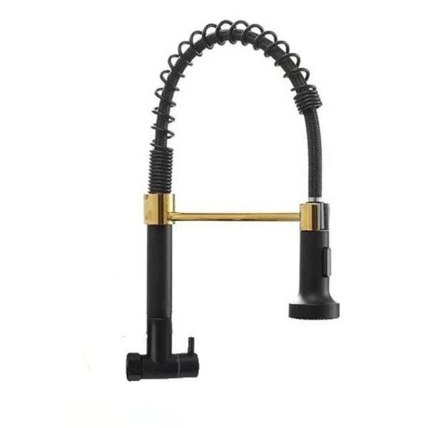 Torneira Cozinha Gourmet Monocomando Parede Extensivel Cromado Preto-prata Torneira:preto C- Dourada