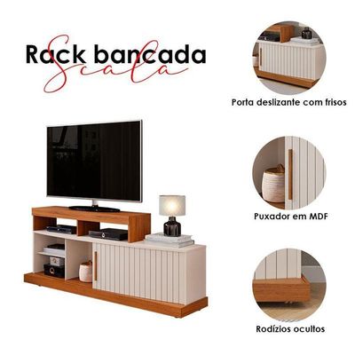 Rack Bancada Para Sala Scala Freijó Off White – Dj Móveis