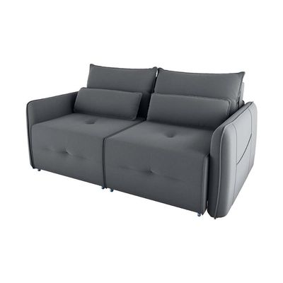 Sofá Cama 2 Lugares Com Com Assentos Divididos Premium Com Almofadas Celine Matrix Veludo Cinza