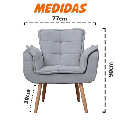 Kit 2x Poltronas Opala Para Sala Cadeira Elegante Com Apoio De Braço Em Veludo - Sentô Grafite
